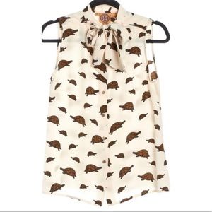 Tory Burch Silk Tortoise Print Top - Sz 6